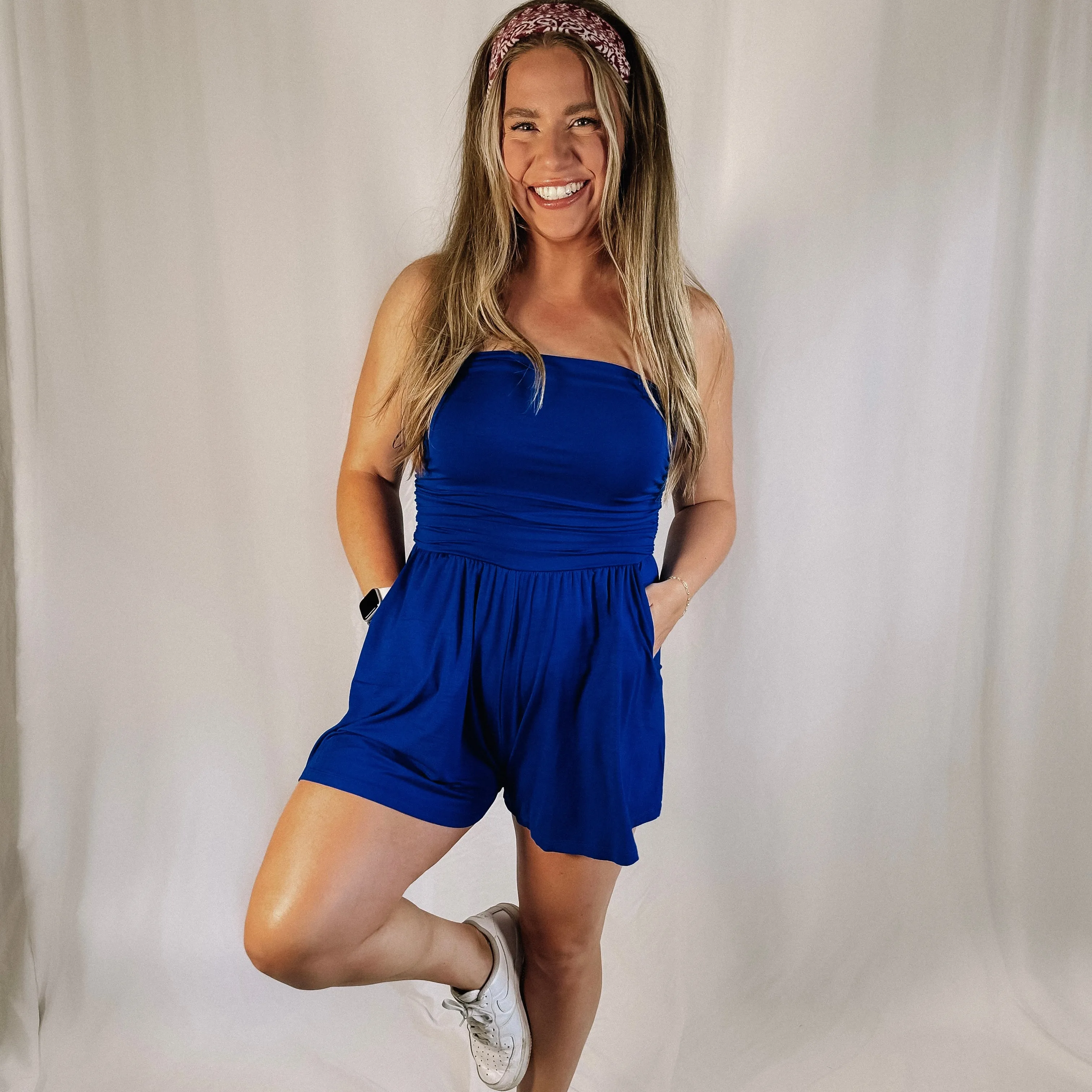 Freedom Strapless Romper - Blue - LAST ONE