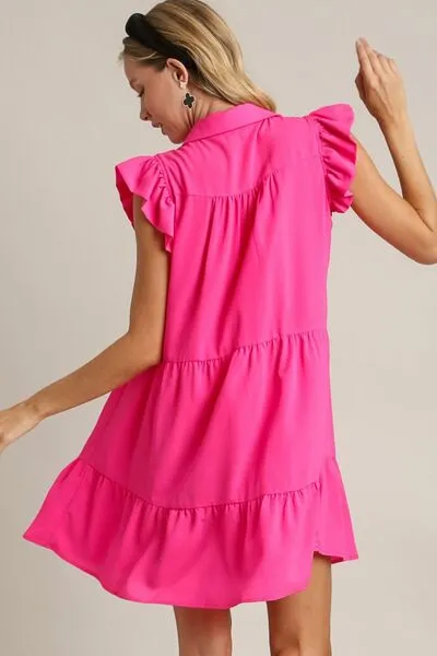 Full Size Cap Sleeve Tiered Dress