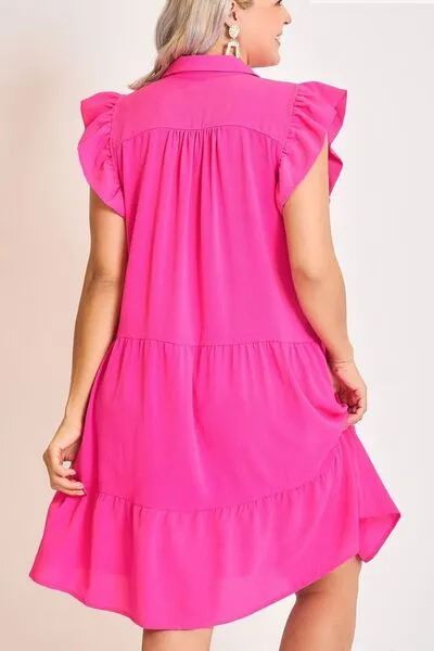 Full Size Cap Sleeve Tiered Dress