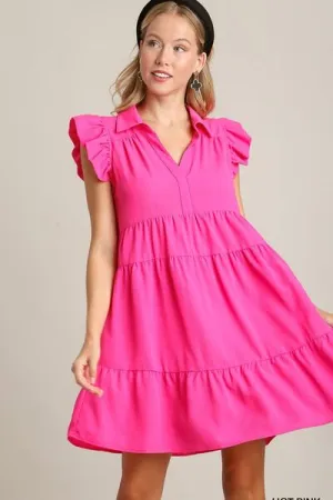 Full Size Cap Sleeve Tiered Dress