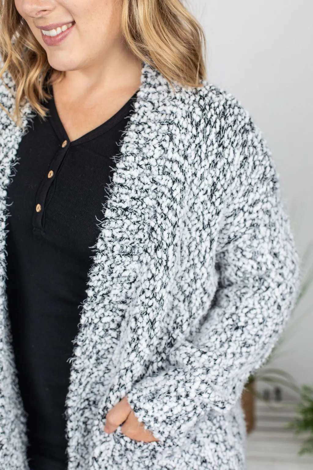 Fuzzy Cardigan - Frosted Grey