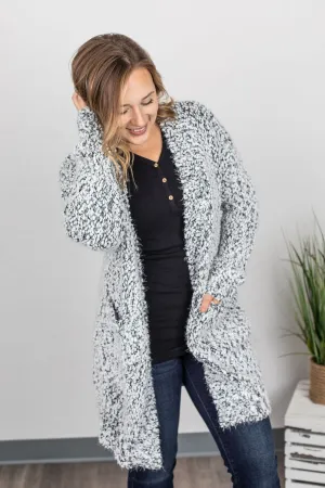 Fuzzy Cardigan - Frosted Grey