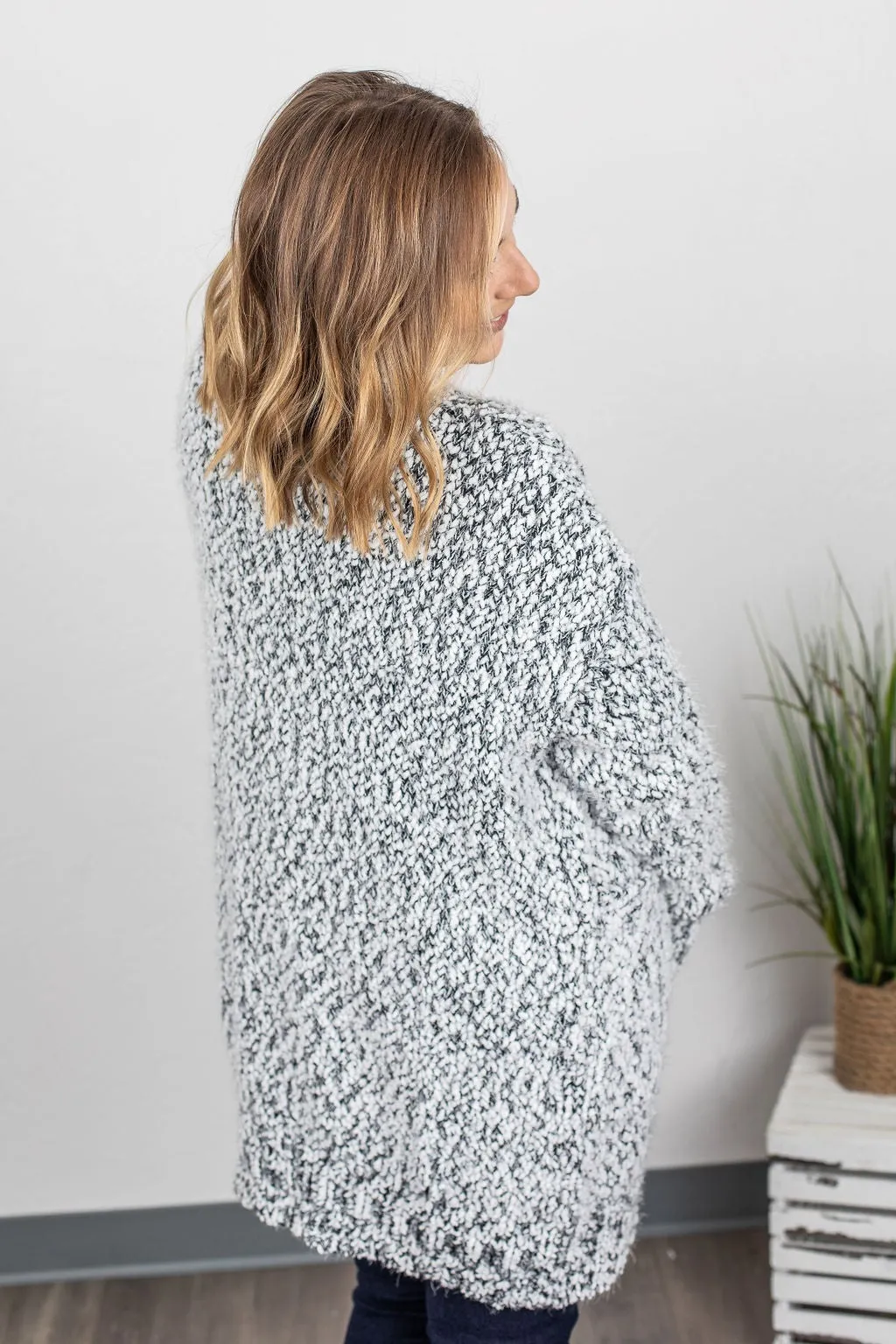Fuzzy Cardigan - Frosted Grey