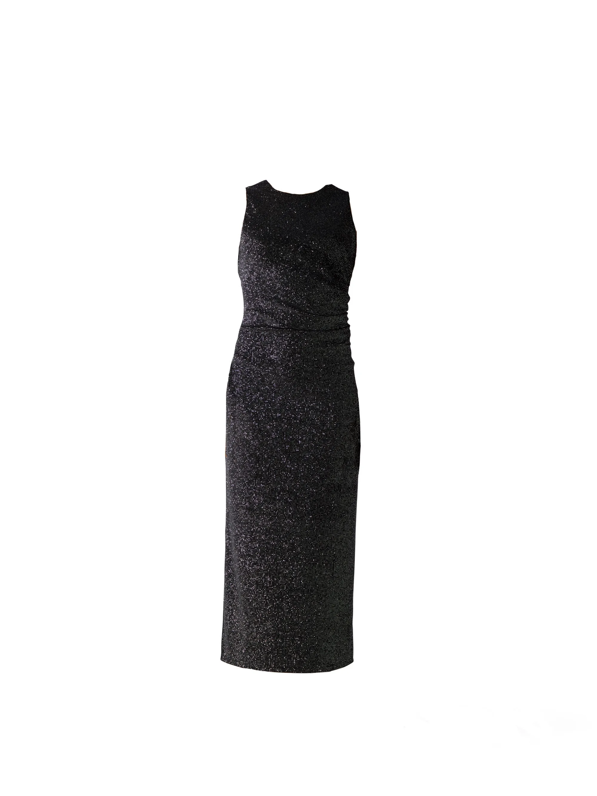 Gabriela Black Sparkle Velvet Column Midi Dress
