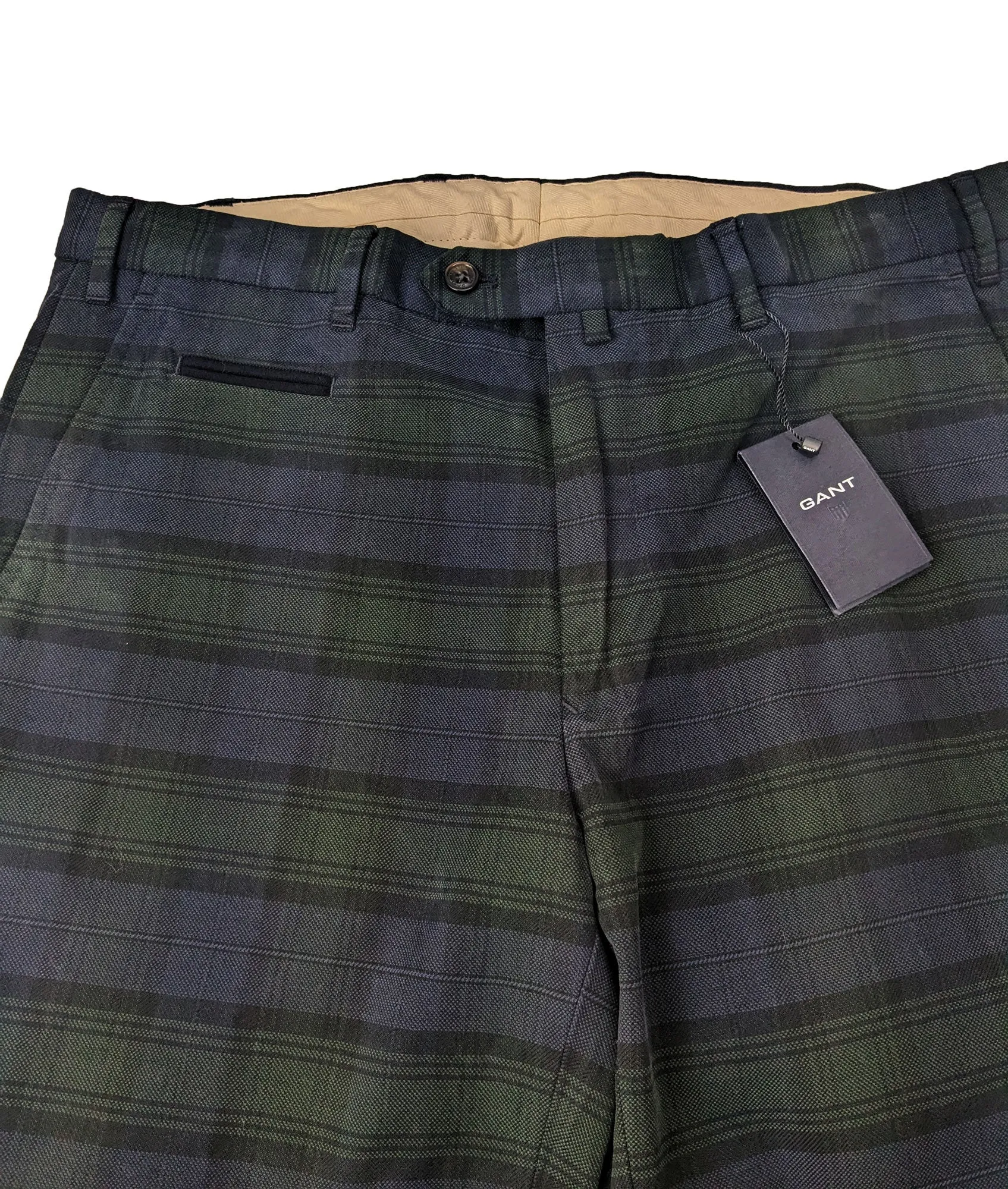 GANT Men's Navy Midnight Plaid Tailored Pants Size 34 NWT