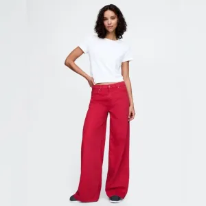 GAP Mid Rise UltraSoft Baggy Jeans in Red sz 31L