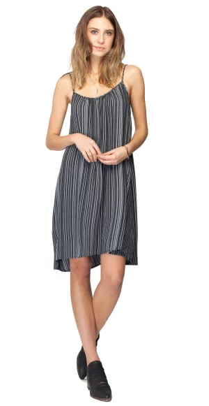 Gentle Fawn Aperture Stripe Low Back Dress | Carbon Stripe