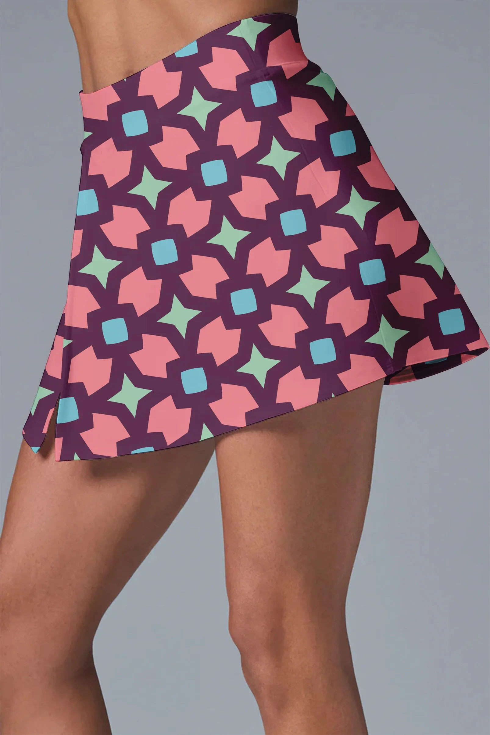 GeoBloom Court Set – Activewear Crop Top & Skort for Tennis, Pickleball, and Fitness