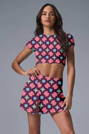 GeoBloom Court Set – Activewear Crop Top & Skort for Tennis, Pickleball, and Fitness
