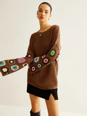 Geometric Crochet Loose Knit Top