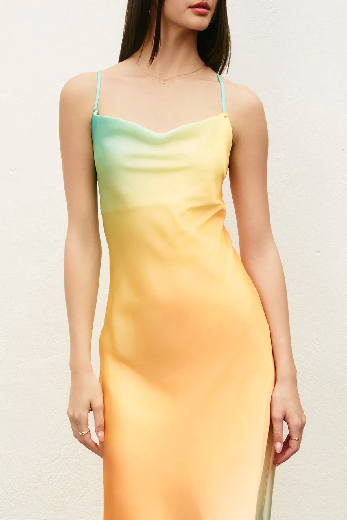 Gianna Satin Ombre Criss Cross Back Maxi Dress