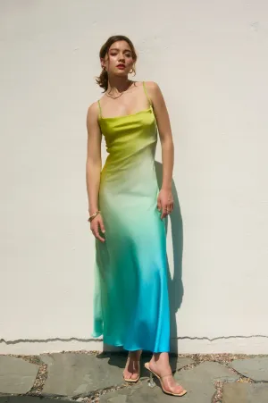 Gianna Satin Ombre Criss Cross Back Maxi Dress
