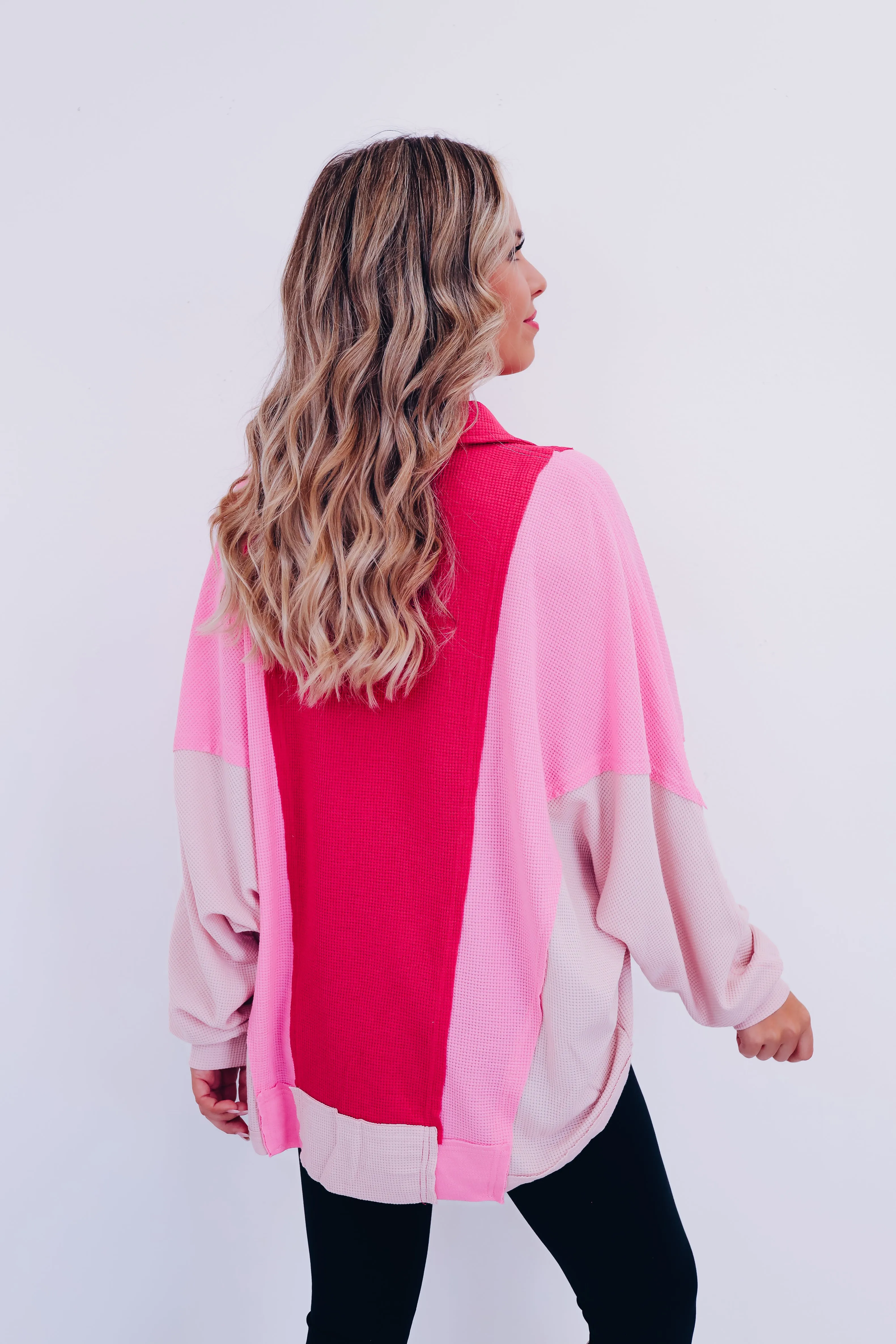 GiGi Colorblock V-Neck Top - Pink Multi