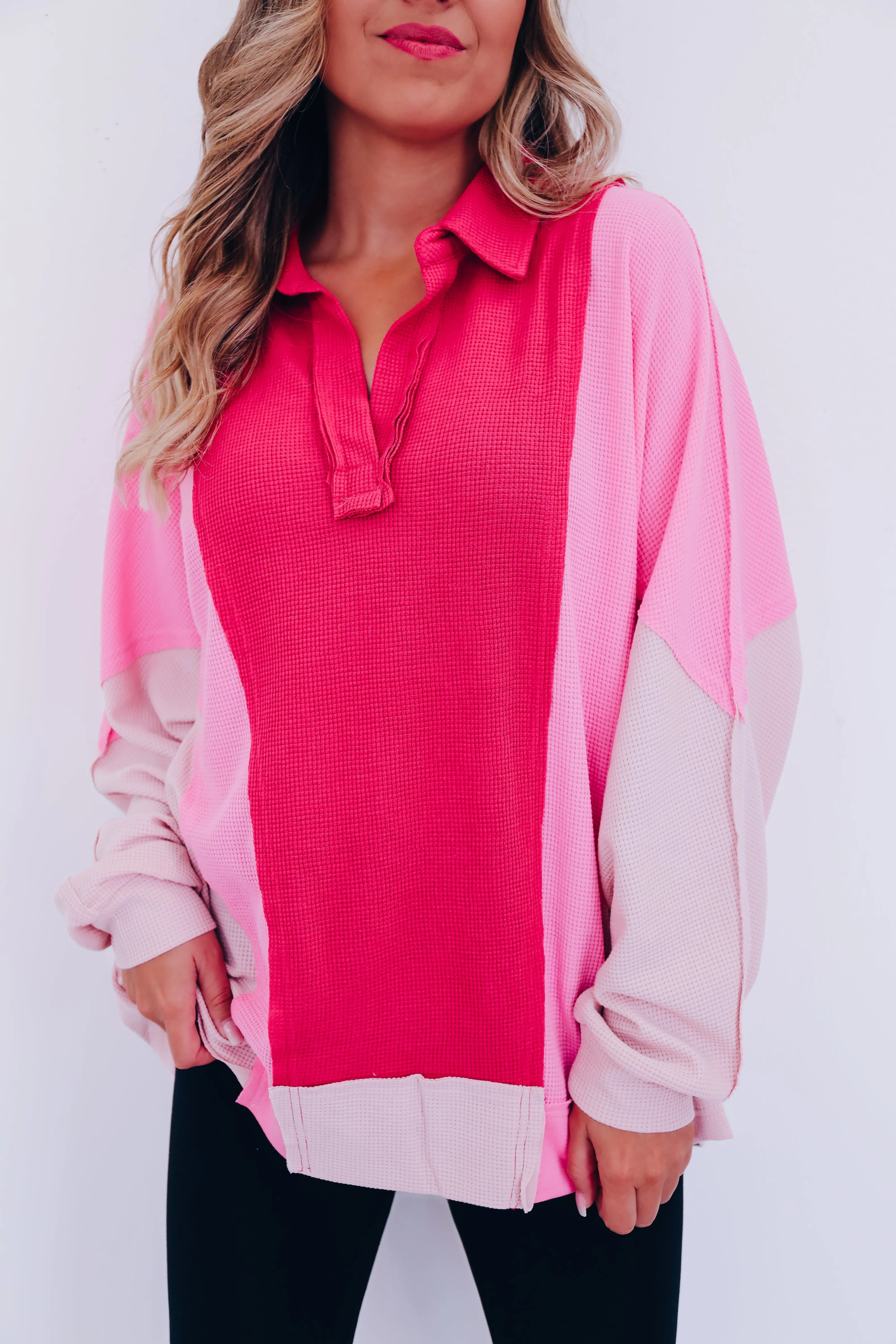 GiGi Colorblock V-Neck Top - Pink Multi