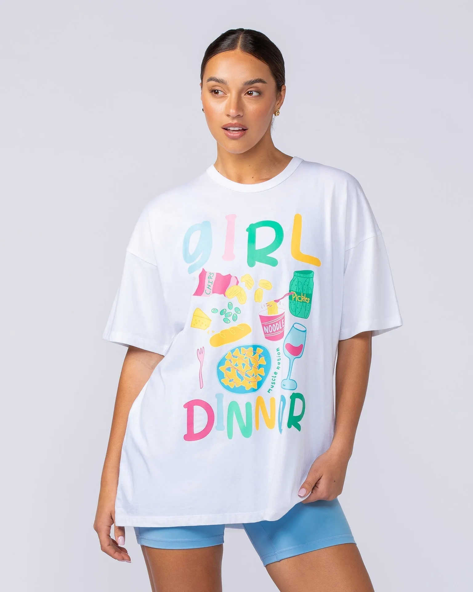 Girl Dinner Oversized Tee - White