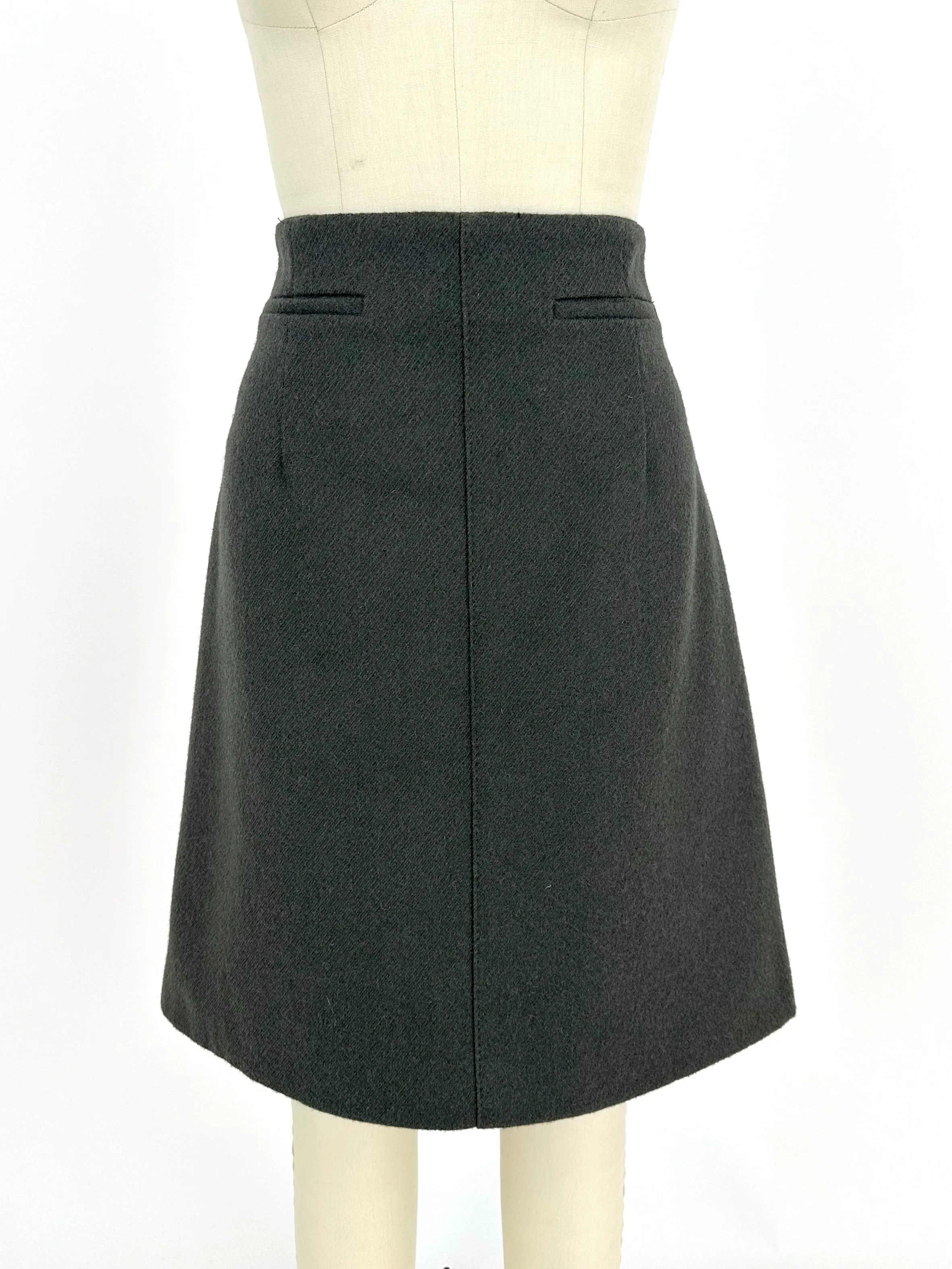 Golden Goose Wool Olive Skirt