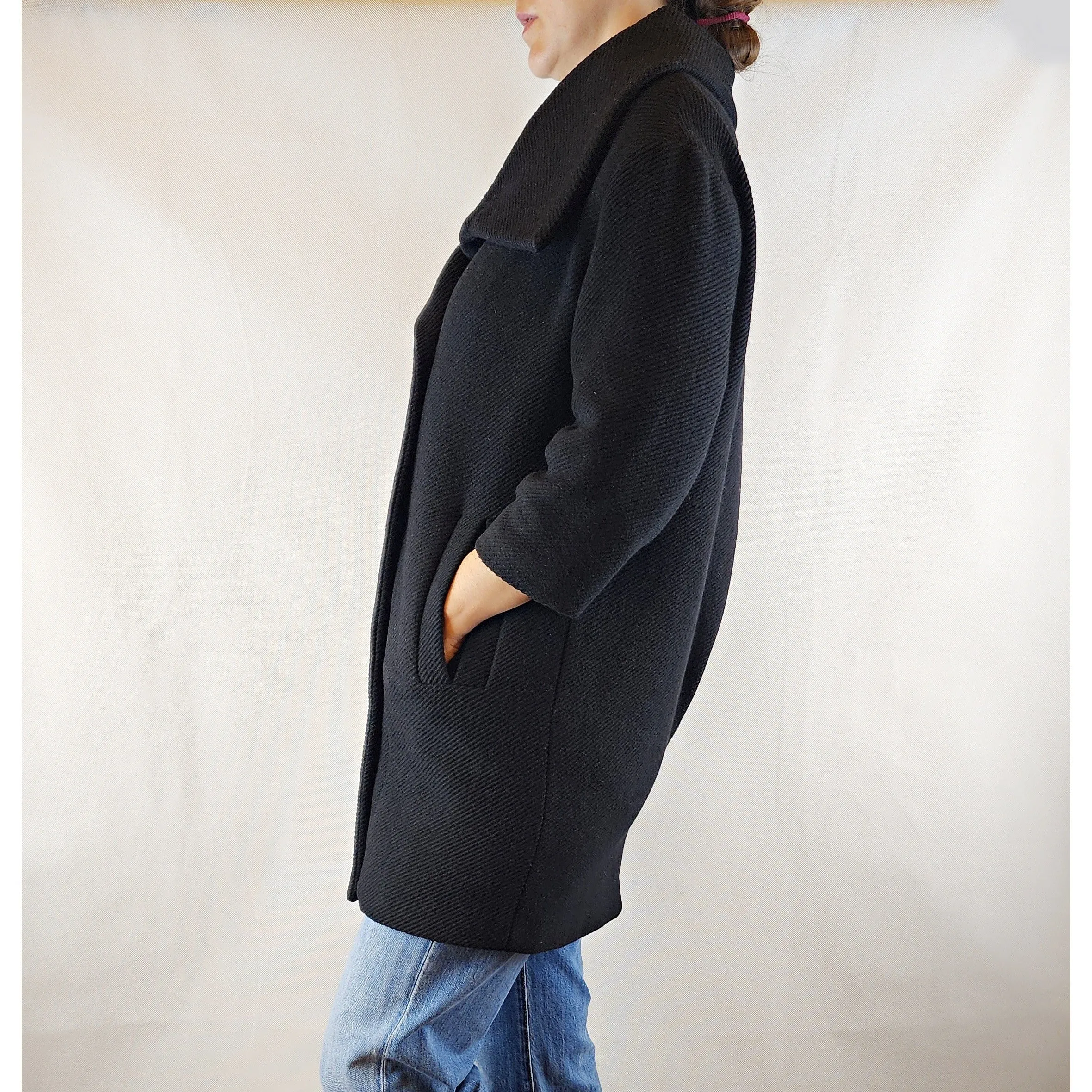 Gorman wool mix black coat with fabulous collar size 8