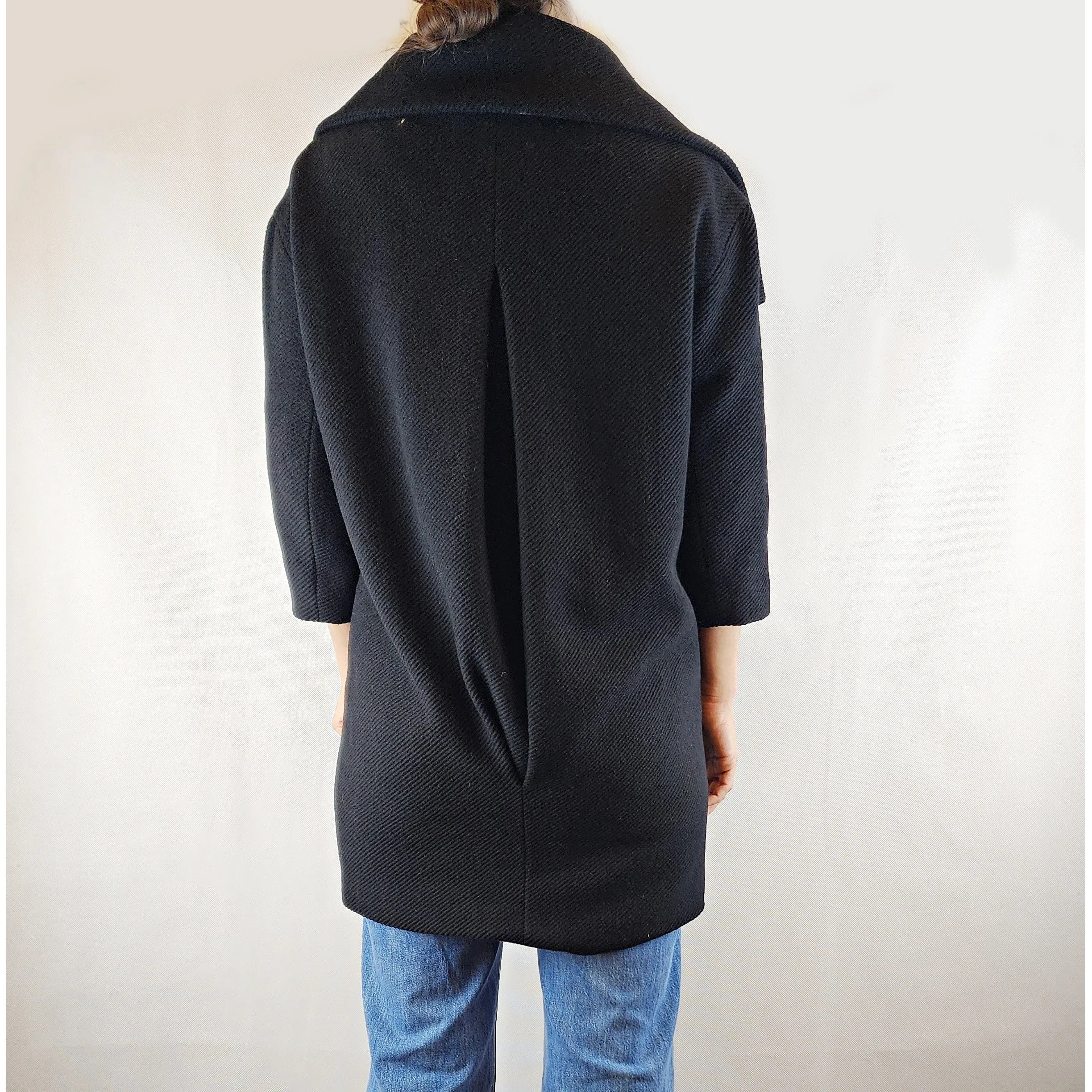 Gorman wool mix black coat with fabulous collar size 8