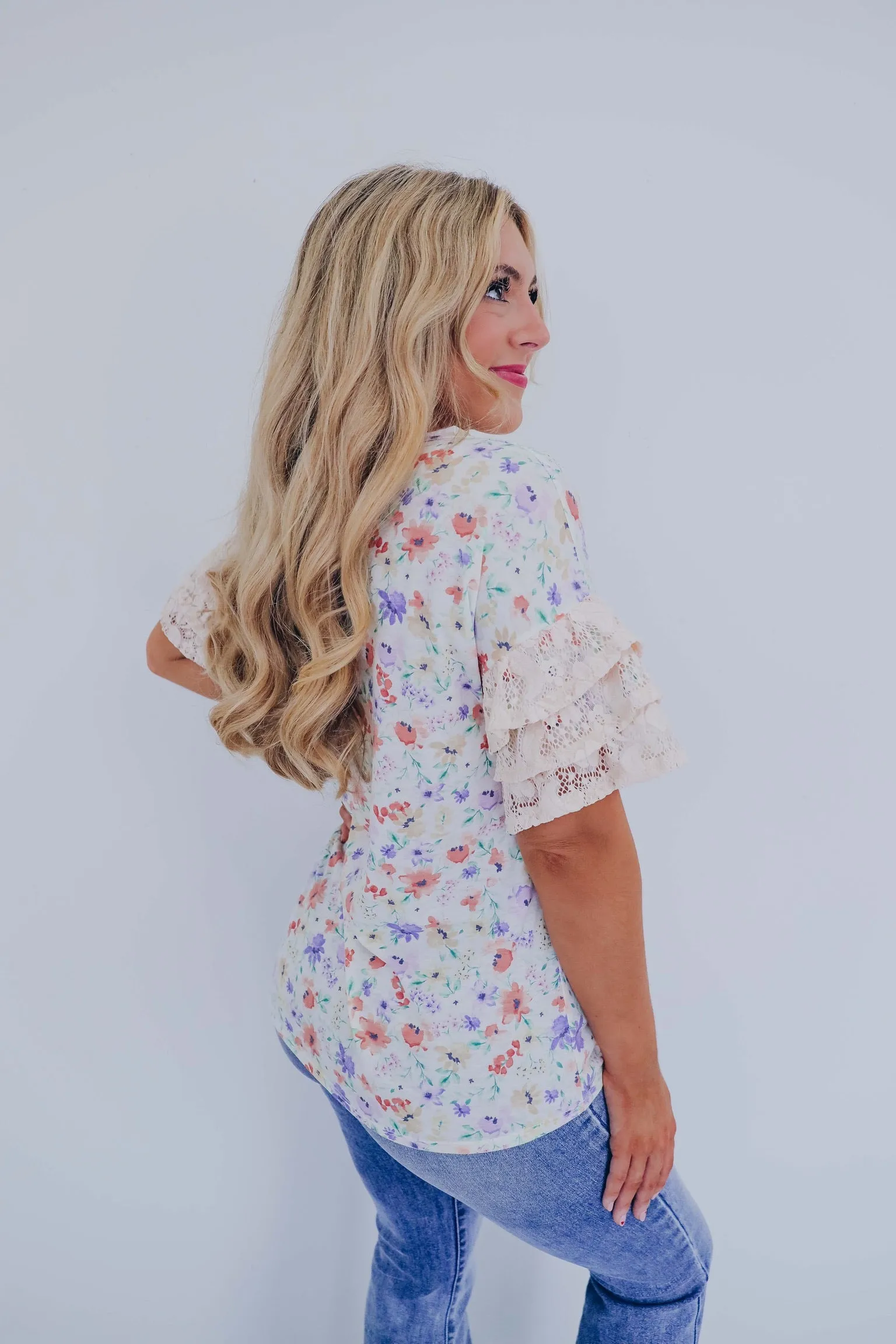 Graced In Lace Floral Tee - Ivory