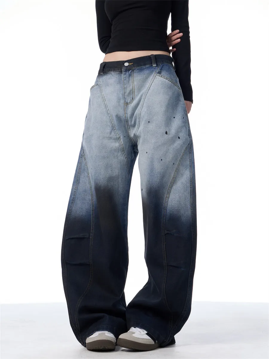 Gradient Tie-Dye Wide-Leg Jeans