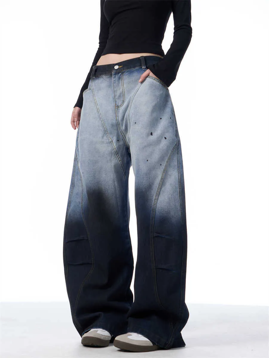 Gradient Tie-Dye Wide-Leg Jeans