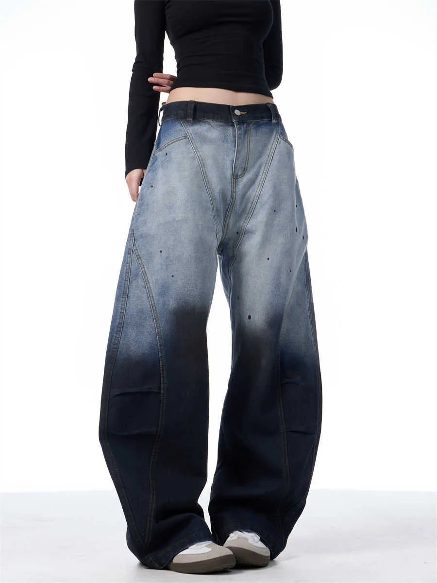 Gradient Tie-Dye Wide-Leg Jeans