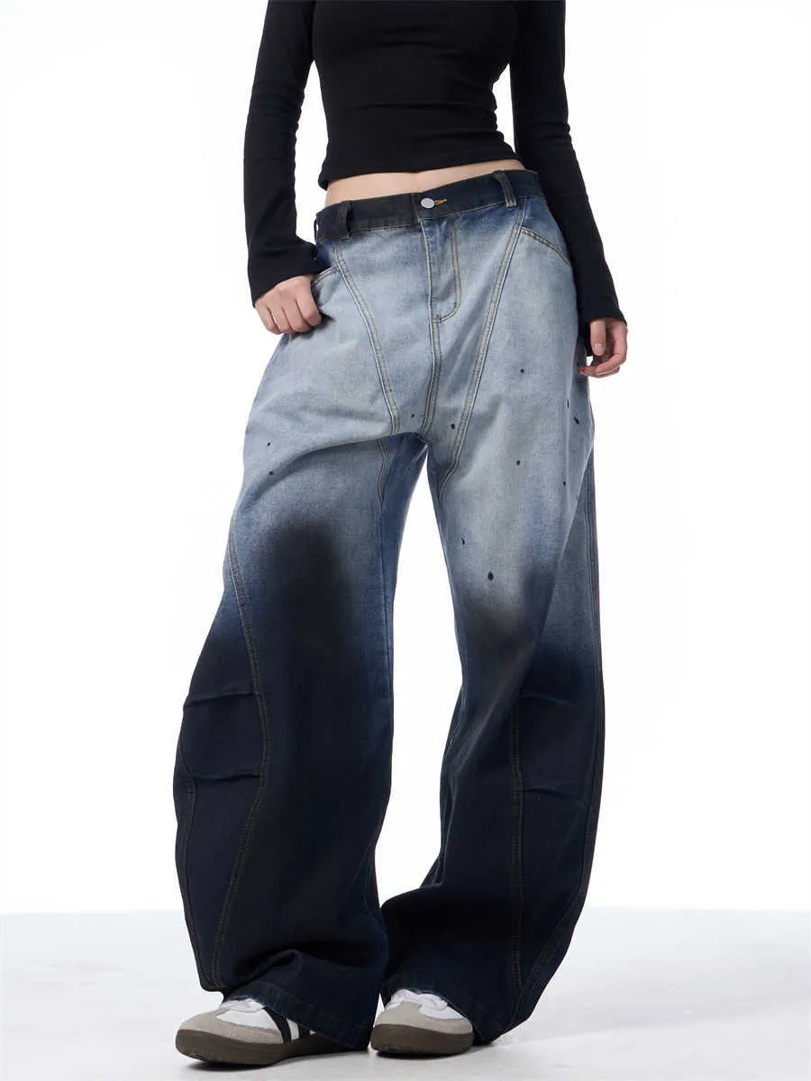 Gradient Tie-Dye Wide-Leg Jeans