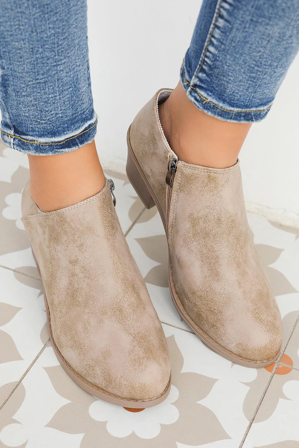 Gray Bloom Tulip Ankle Boots