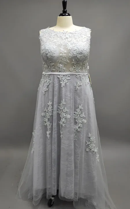 Gray Blue Lace Wedding Dress-105852