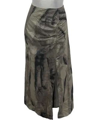 Green Patterned Ruch Skirt