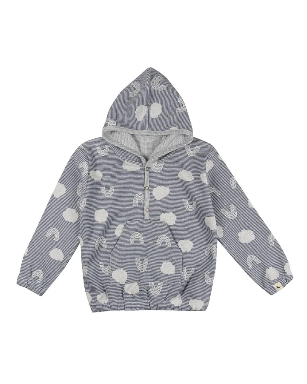 Grey Cloud Print Reversible Hoodie