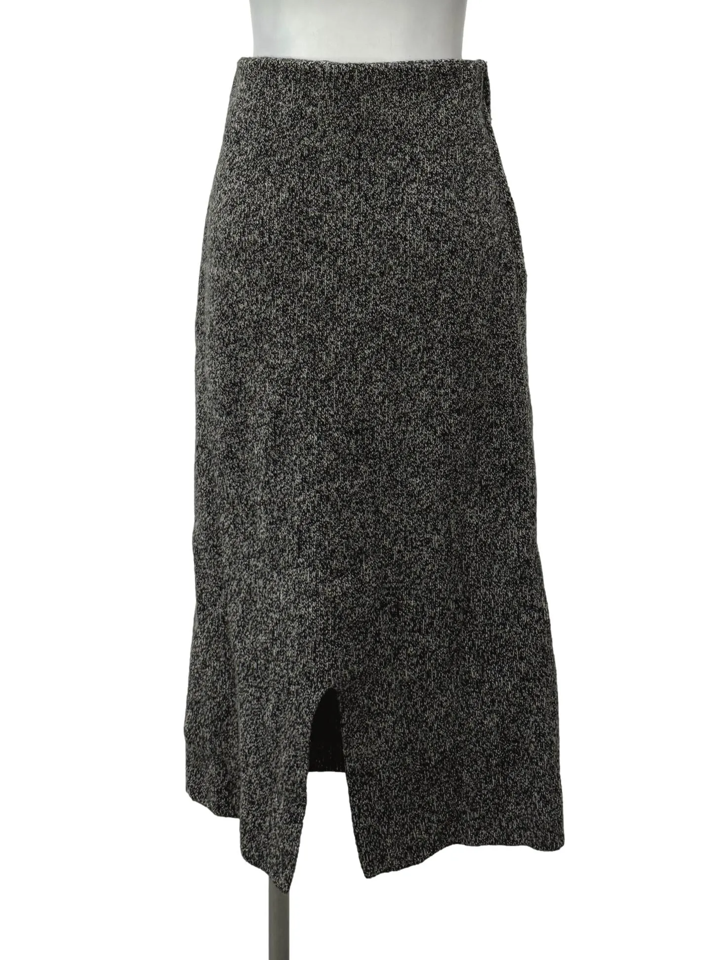 Grey Knitted Back Slit Skirt