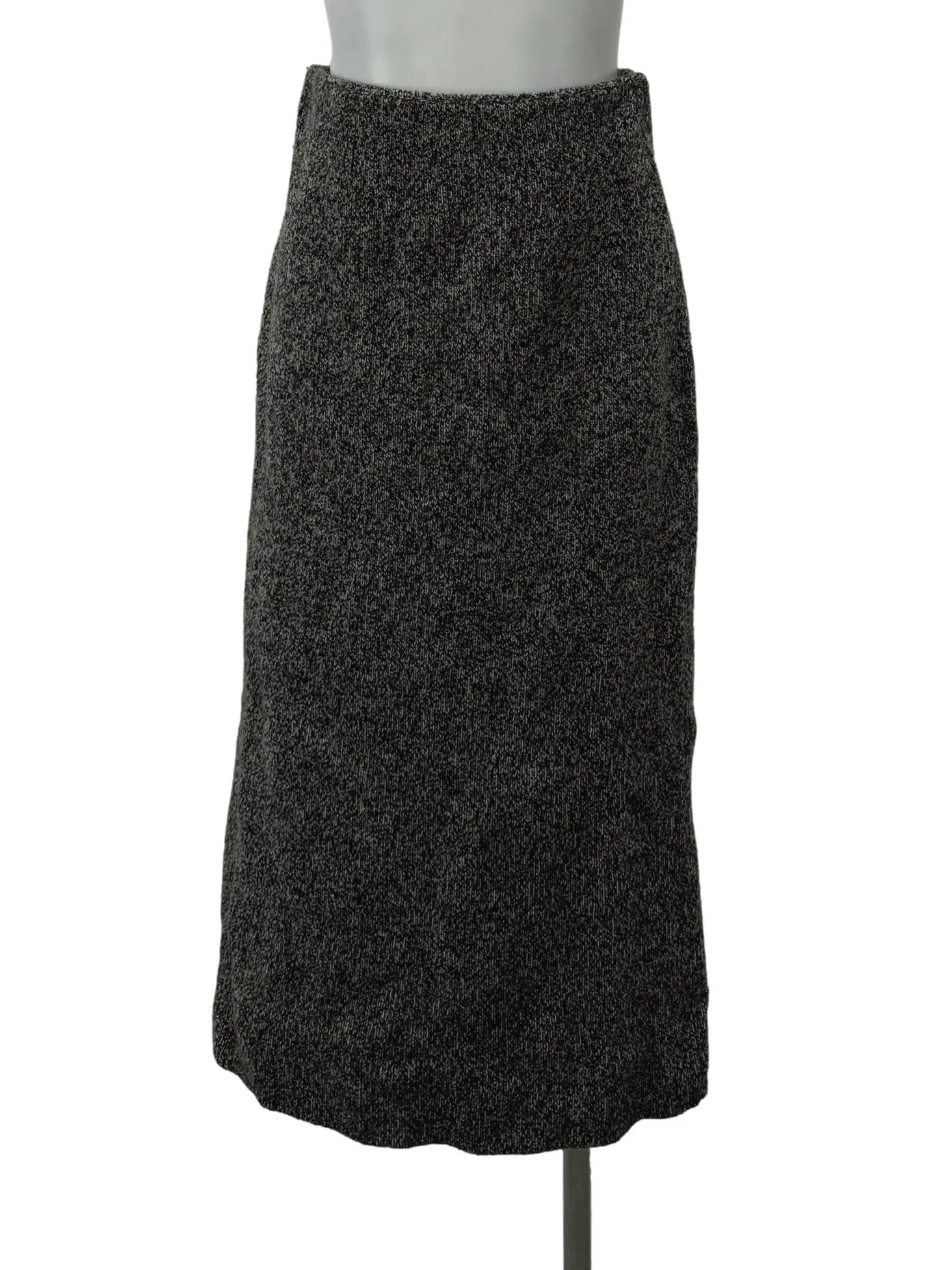 Grey Knitted Back Slit Skirt