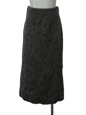 Grey Knitted Back Slit Skirt