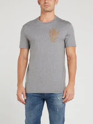 Grey Logo Embroidered T-Shirt