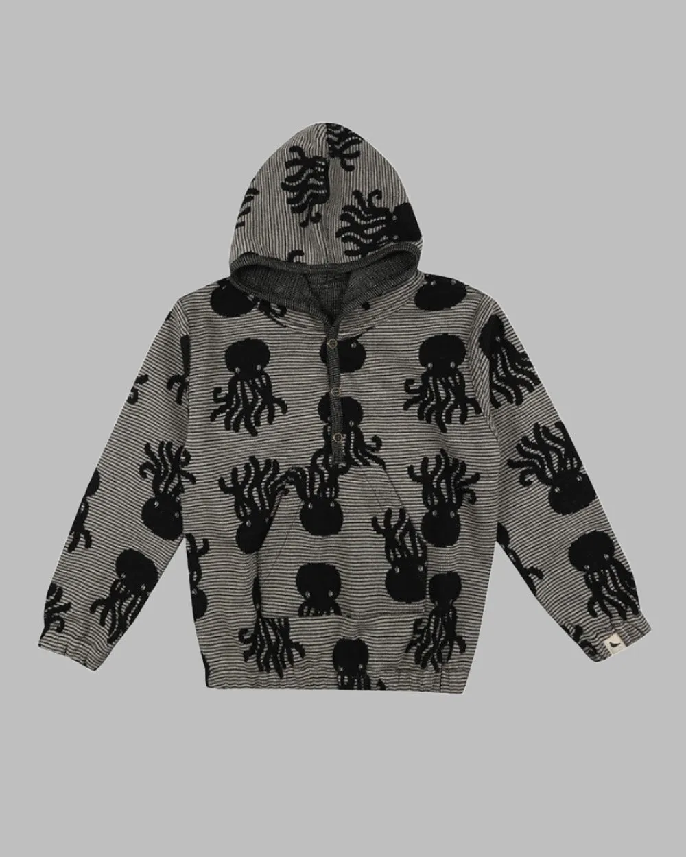 Grey Octopus Jacquard Reversible Hoodie
