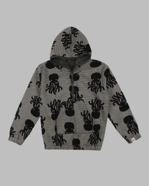 Grey Octopus Jacquard Reversible Hoodie