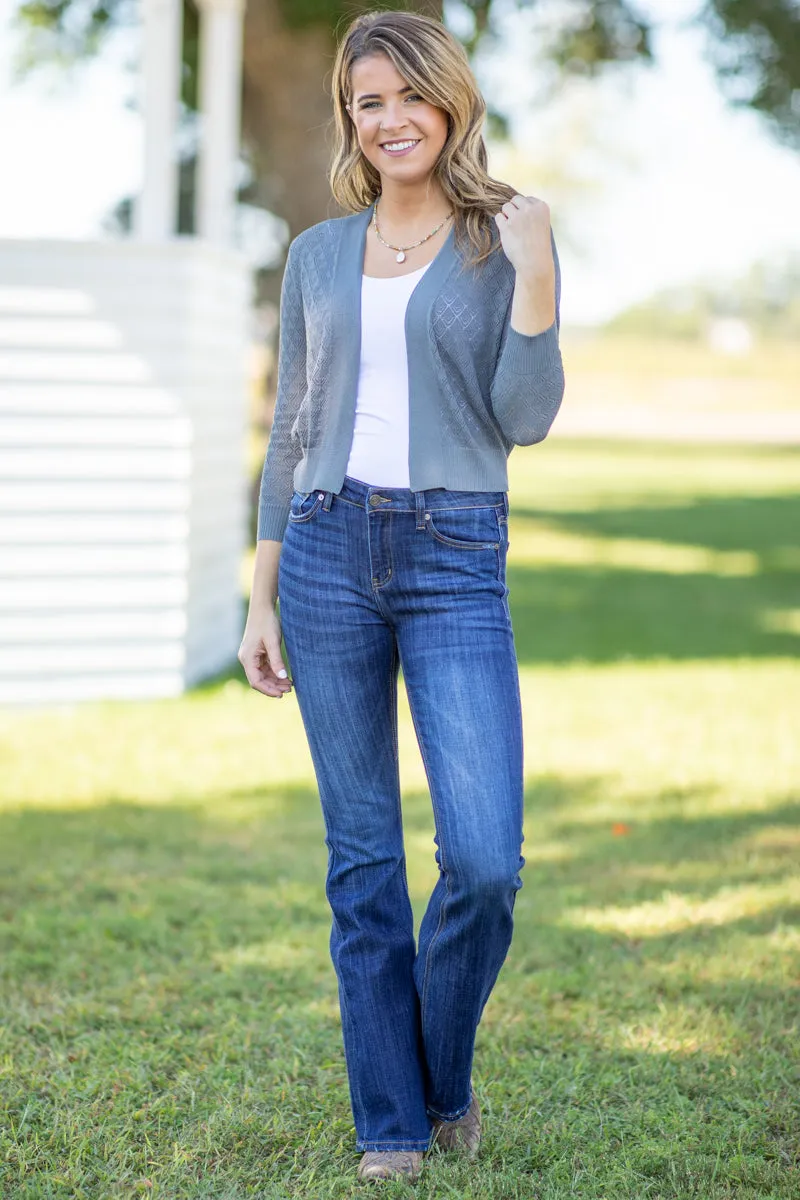 Grey Pointelle Cardigan