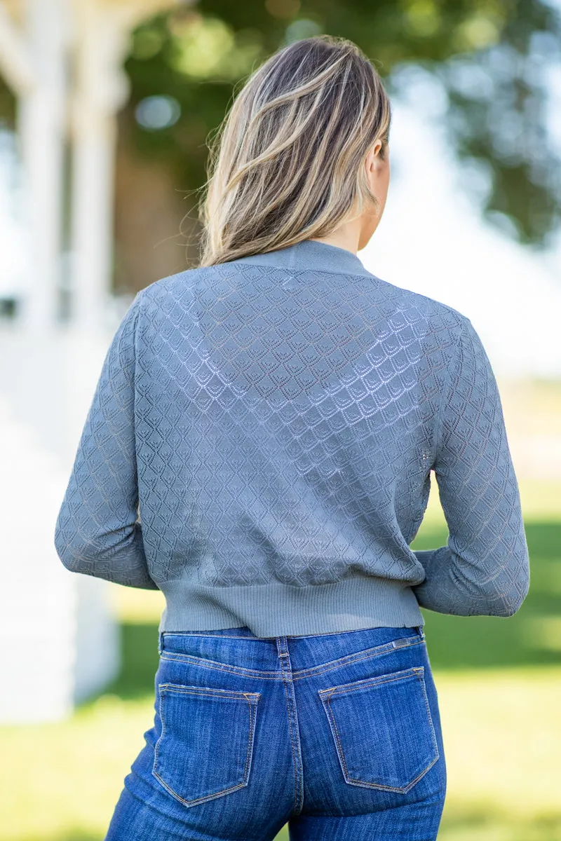 Grey Pointelle Cardigan