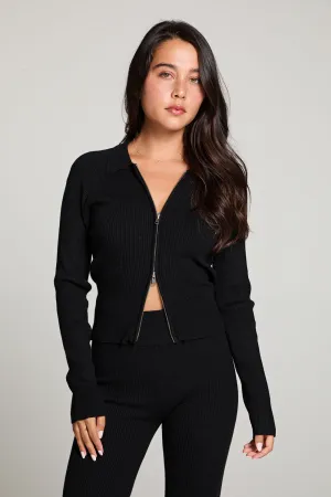 Gunner Licorice Black Zip Up Top