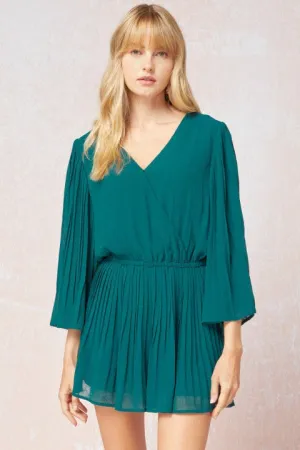 H. Green Romper with Pleated Sleeves & Bottoms