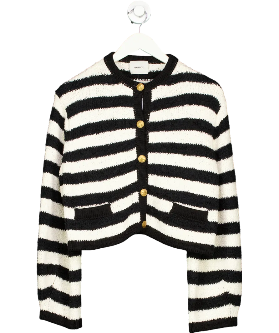 Half Boy Cream Alice Striped Cotton-blend Cardigan - Black UK XS