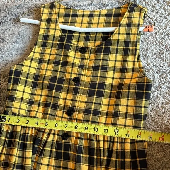 Handmade(?) Yellow Black Plaid Dress