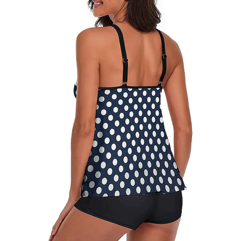 HANERDUN Women Tankini Bathing Suit Tummy Control Swimsuit 2PCS Swimwear Tank Top with Padded Boyshorts