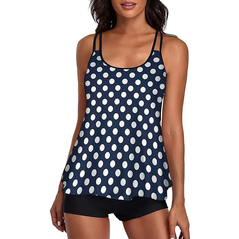 HANERDUN Women Tankini Bathing Suit Tummy Control Swimsuit 2PCS Swimwear Tank Top with Padded Boyshorts