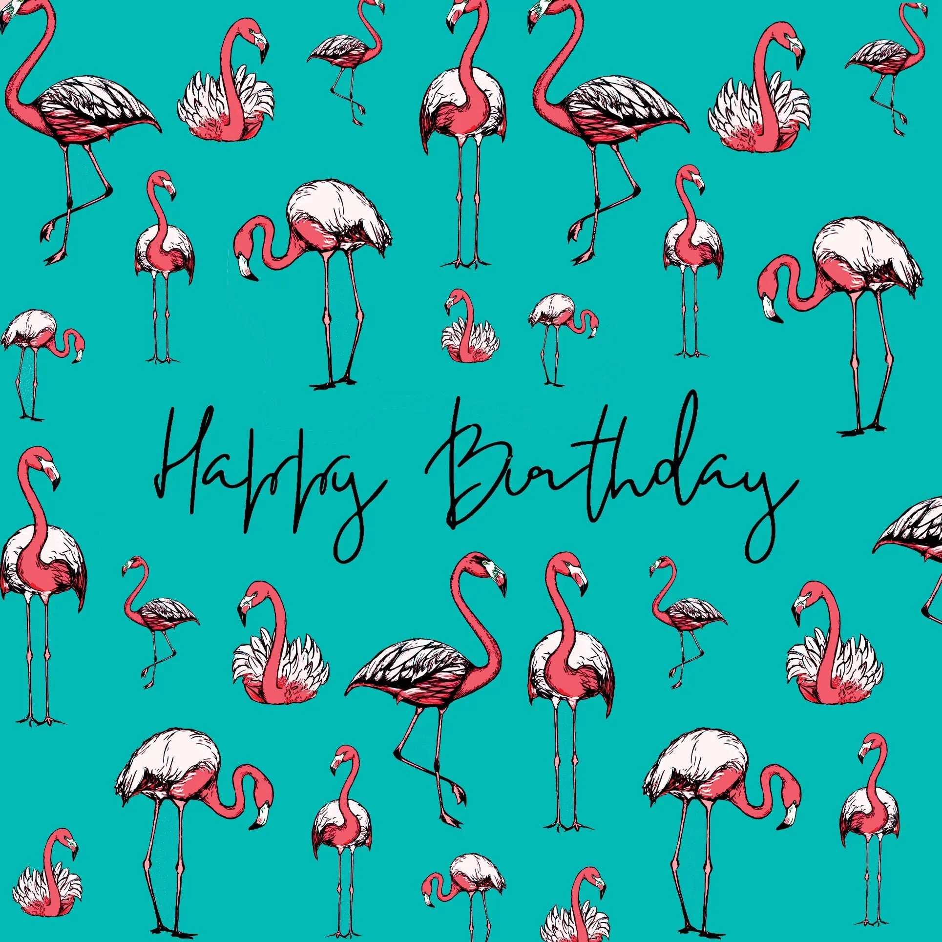 'Happy Birthday' - Flamingo Greeting Card