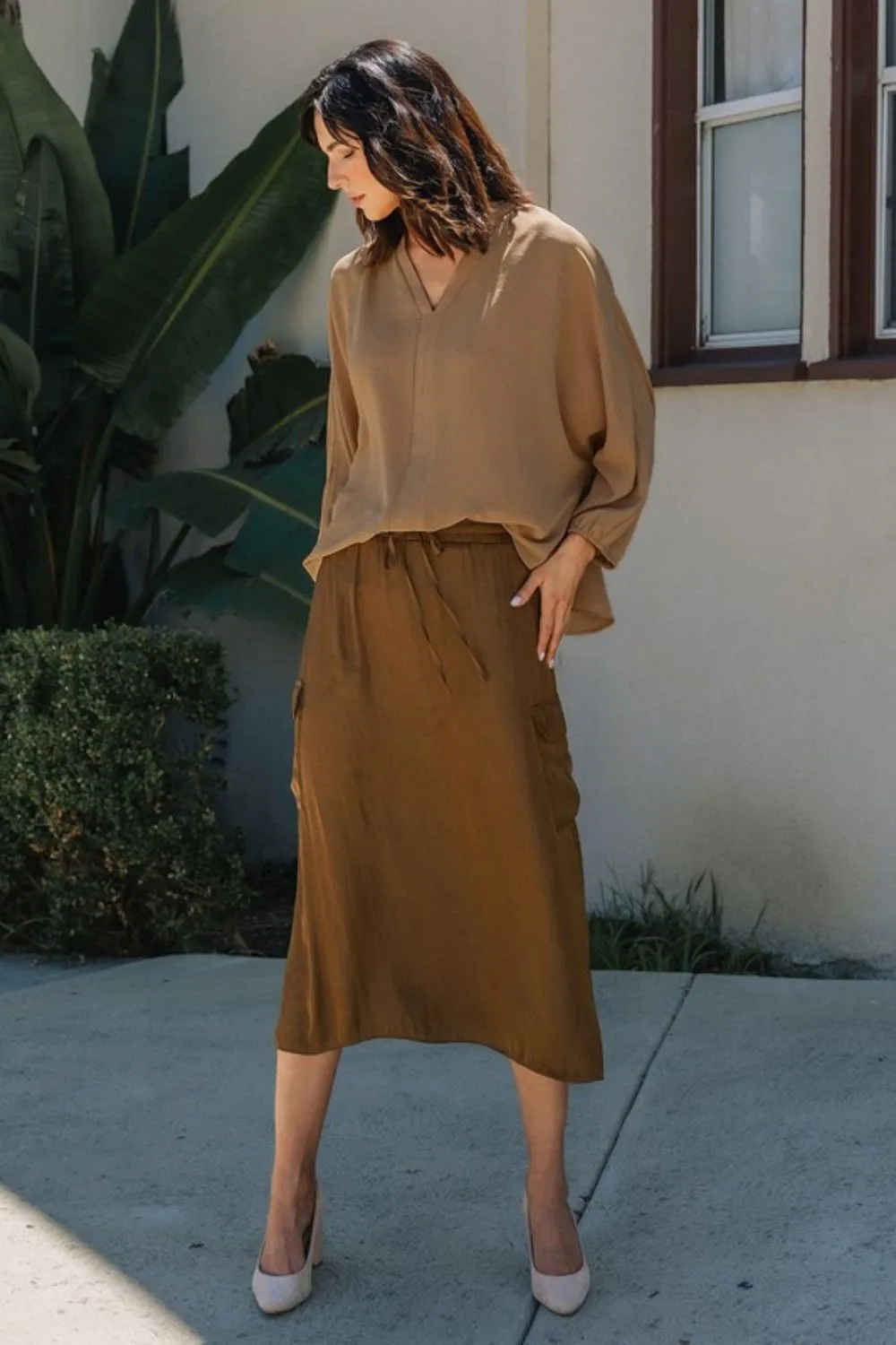 Hazel Blues® |  Annie Wear Notched Batwing Sleeve Blouse