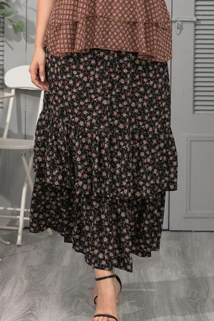 Hazel Blues® | Ditsy Floral Layered Maxi Skirt