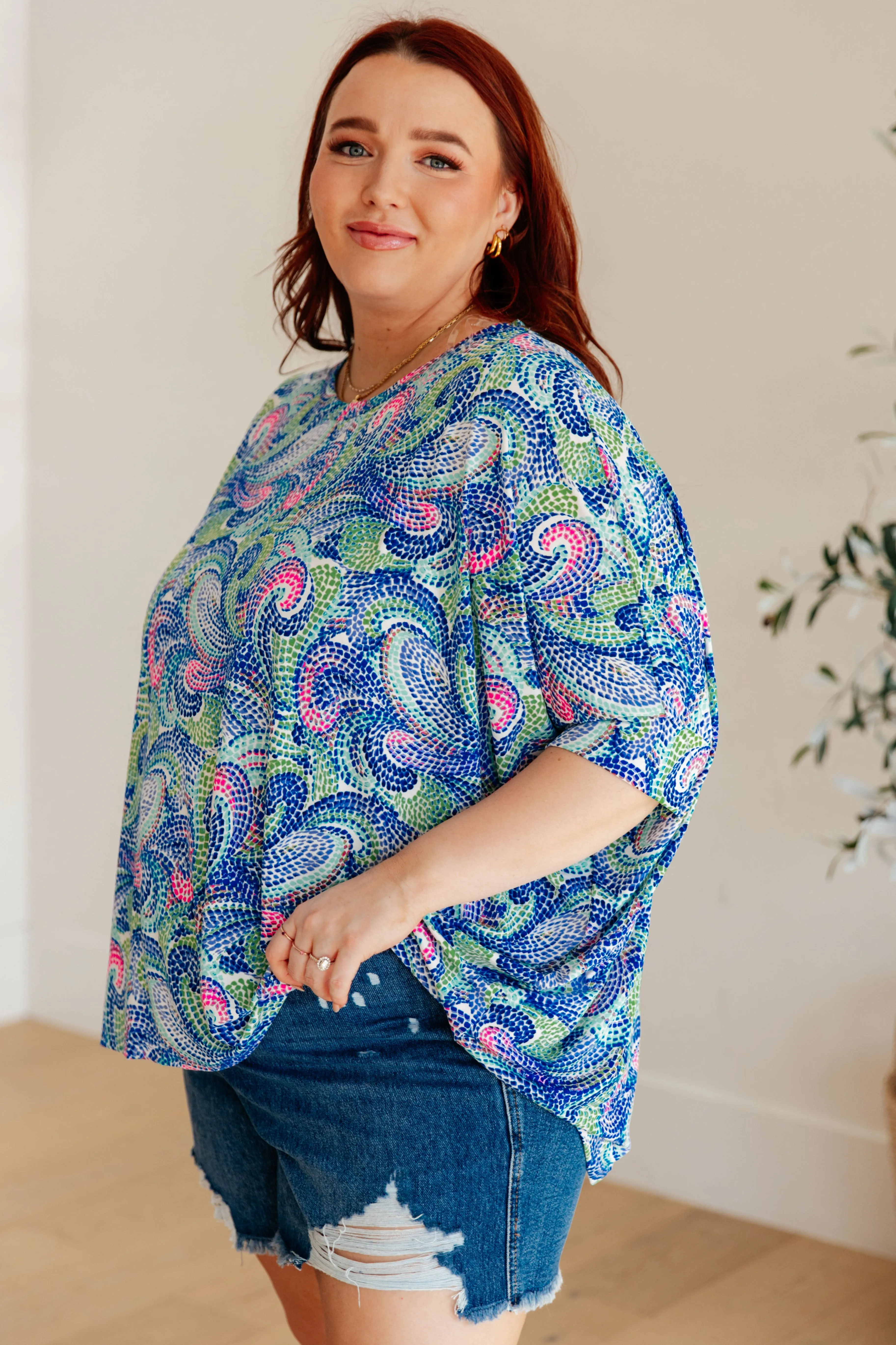 Hazel Blues® |  Essential Blouse in Painted Blue Mix