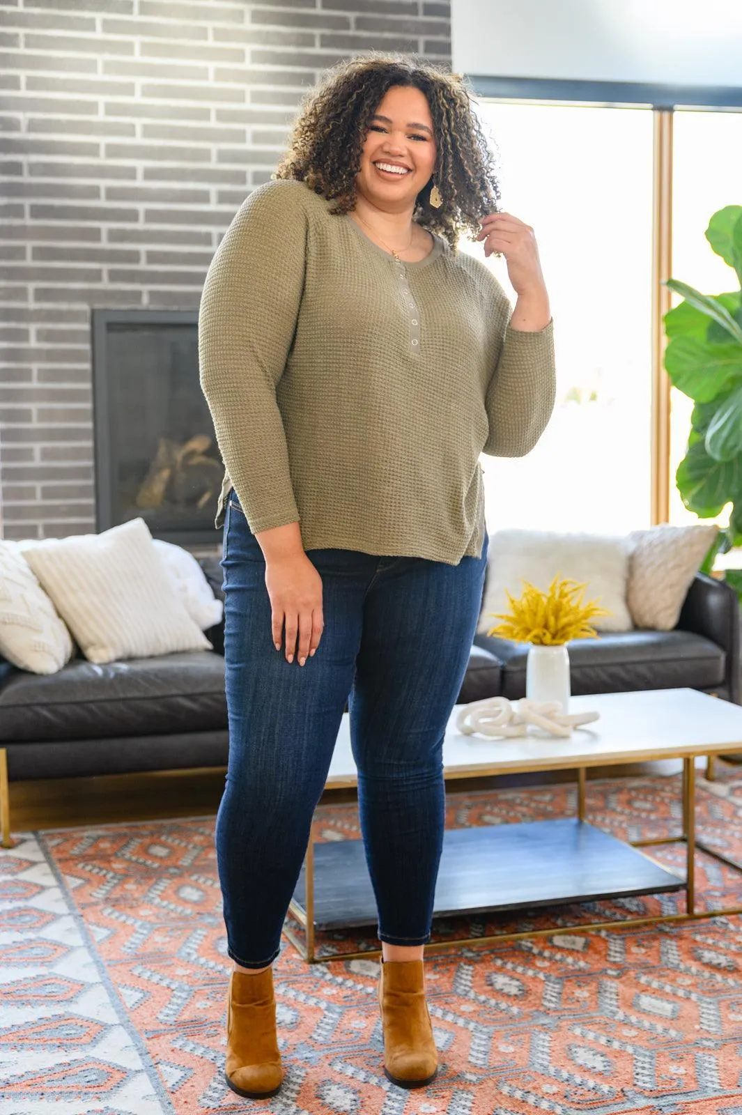 Hazel Blues® | Wishful Thinking Henley In Olive